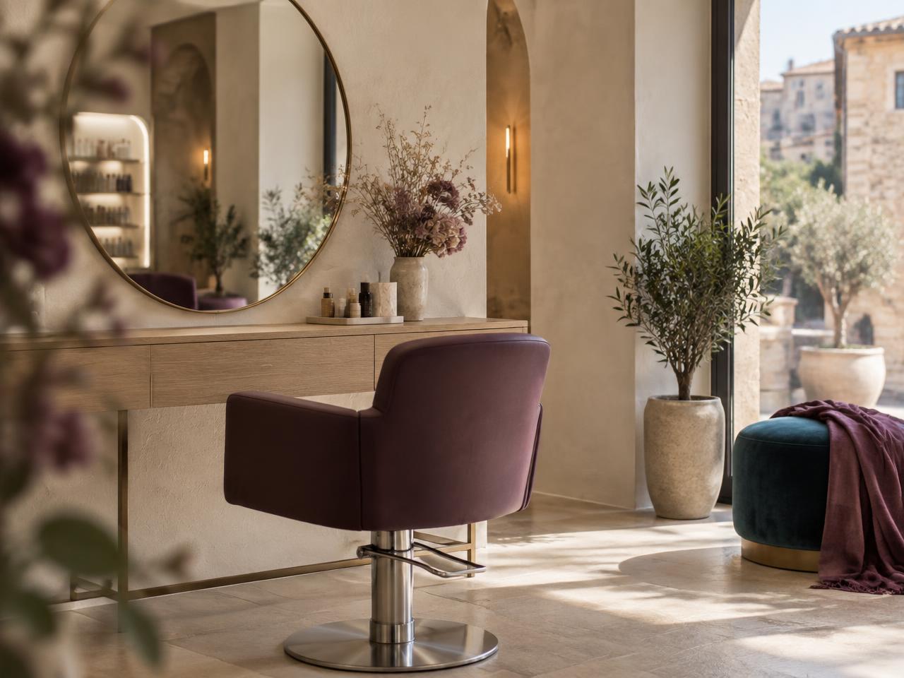 Postazione di un salone di bellezza con luce naturale
